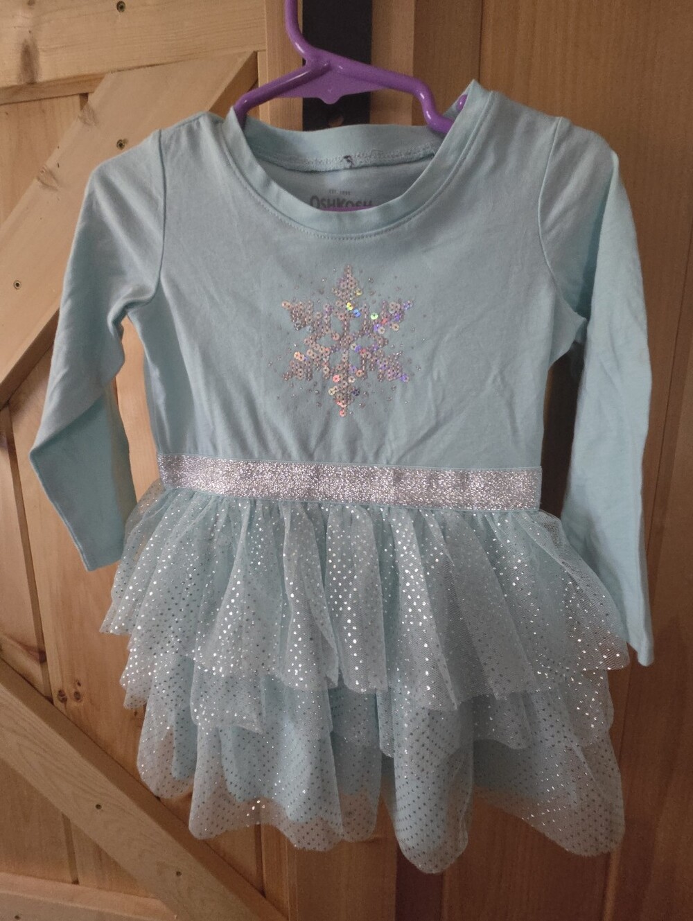 OshKosh B'gosh Light Blue Sequin Snowflake Tulle Dress